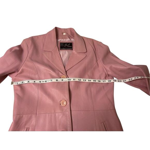 Real Leather mauve 3/4 length trench coat - Picture 7 of 11